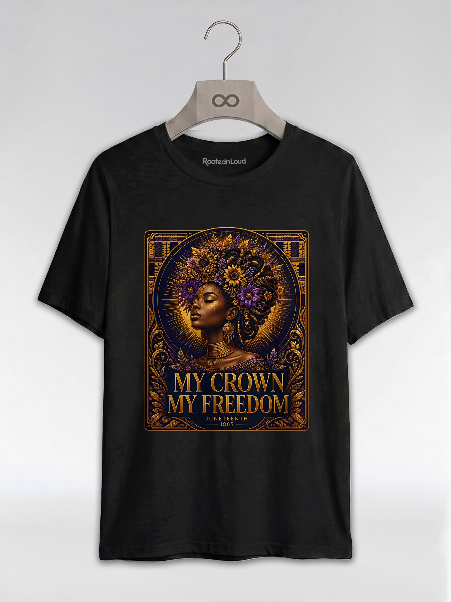 My Crown My Freedom: Juneteenth Melanin Queen Graphic T-Shirt - RootednLoud