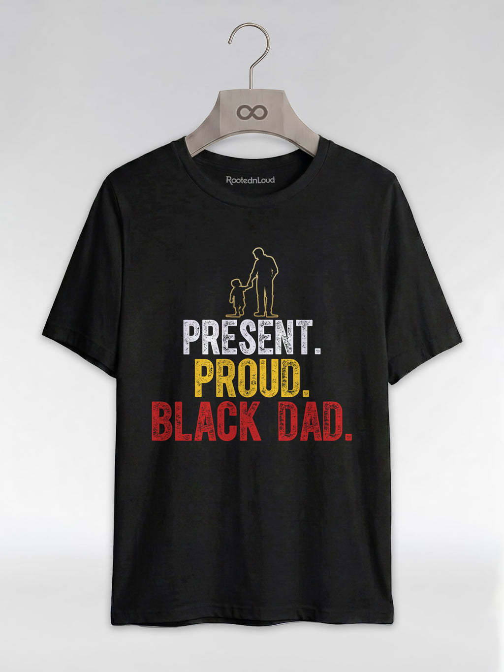 Present Proud Black Dad: The Active Father Graphic T-Shirt - RootednLoud