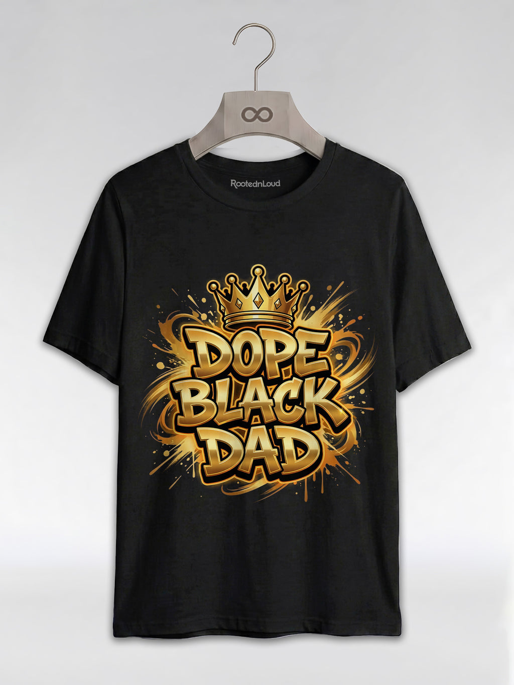 Dope Black Dad – Gold Graffiti King Edition Graphic T-Shirt - RootednLoud