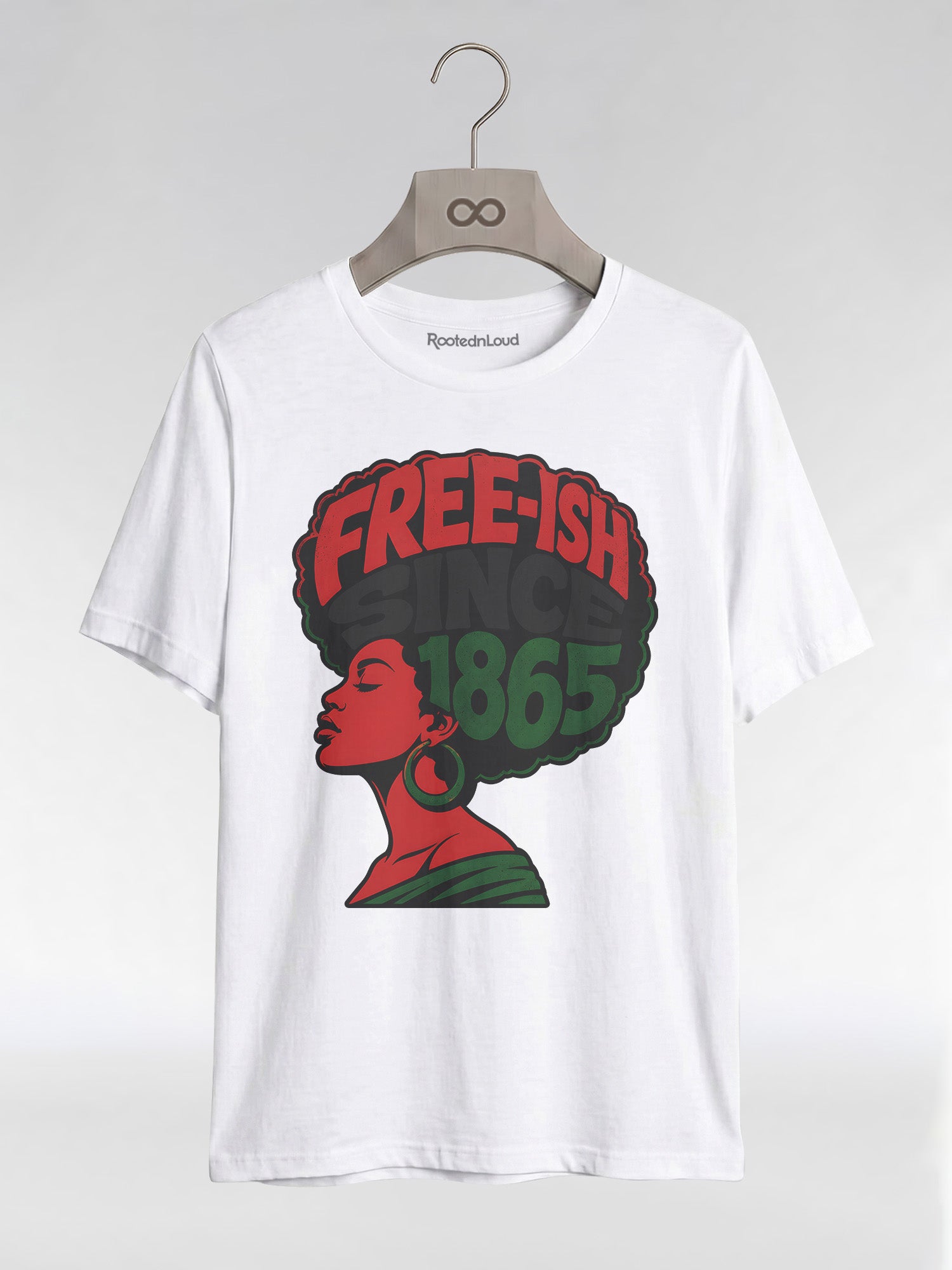 Free-ish Since 1865: Juneteenth Afro Silhouette Graphic T-Shirt - RootednLoud