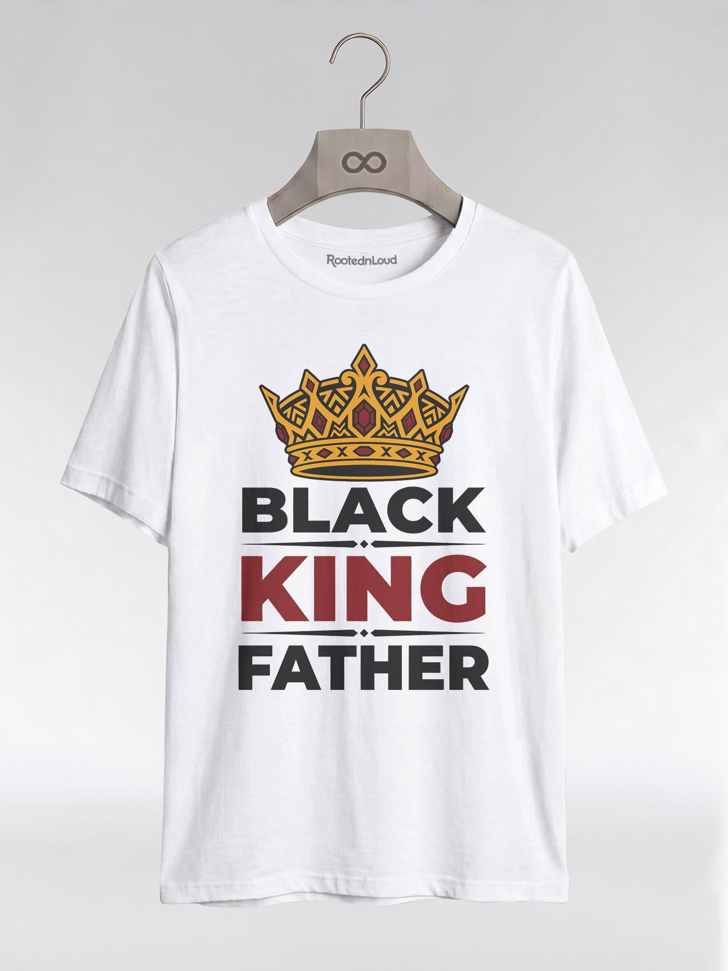 Black King Father Crown: Proud Dad Empowerment Graphic T-Shirt - RootednLoud